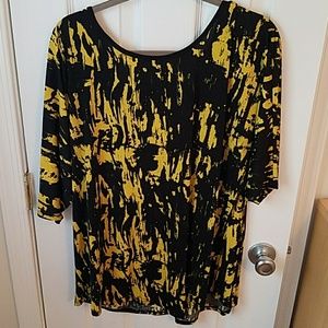 Yellow & black paint print tunic NWT